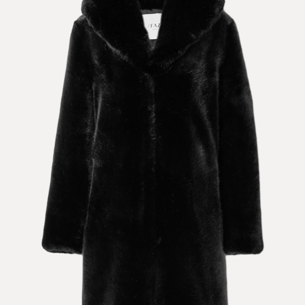 Black faux fur teddy coat